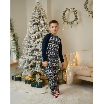 Подростковая пижама для мальчика - Новогодний орнамент - Family look для семьи