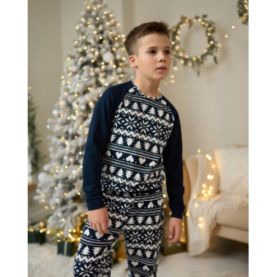 Подростковая пижама для мальчика - Новогодний орнамент - Family look для семьи