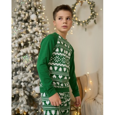 Подростковая пижама для мальчика - Новогодний орнамент - Family look для семьи