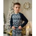 Детская пижама для мальчика со штанами  - Новогодний орнамент - Family look для семьи
