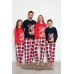Детская пижама для мальчика со штанами в клетку - Олень с чашкой - Family look для семьи