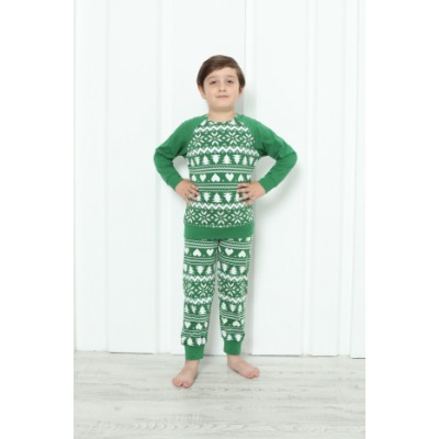 Детская пижама для мальчика со штанами  - Новогодний орнамент - Family look для семьи