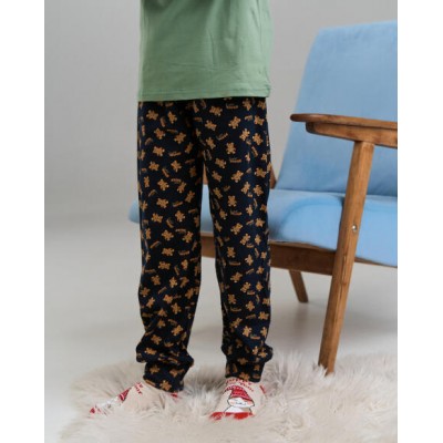 Пижама со штанами в мелкий принт для мальчика - выглядывающий медведь