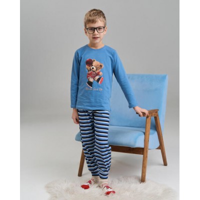 Пижама со штанами в полоску для мальчика - Медведь