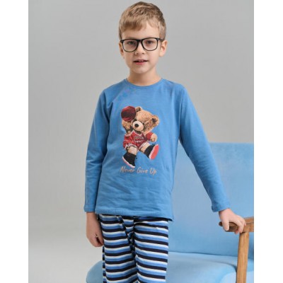 Пижама со штанами в полоску для мальчика - Медведь