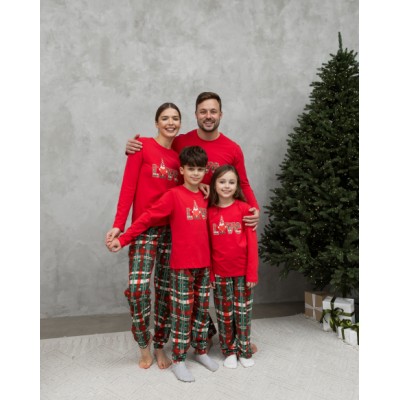 Детская пижама для мальчика со штанами  - Новогодняя Love - Family look для семьи