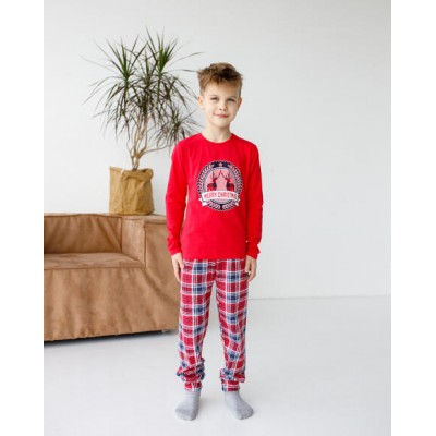 Подростковая пижама Family look со штанами на мальчика - Merry Christmas