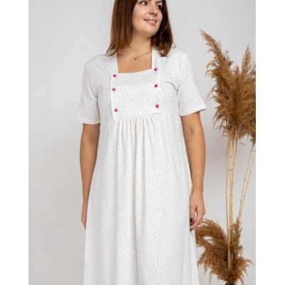 Сорочка для вагітних - біла з кольоровим горошком