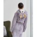 Короткий жіночий халат ВелюрСофт - олень на капюшоні - Family look мама/донька