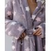 Длинный женский халат ВелюрСофт - серый со звездами