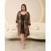 Комплект віскозний сорочка та халат Plus size - Леопард