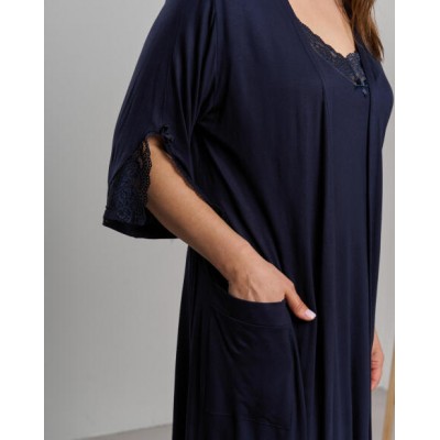 Комплект халат + сорочка однотонный кружево - Вискоза