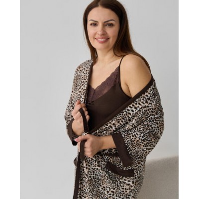 Батальний комплект халат із сорочкою - леопардовий