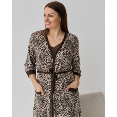 Батальный комплект халат с сорочкой - леопардовый