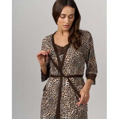 Комплект халат+сорочка вискоза - леопардовый