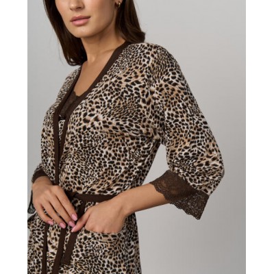 Комплект халат+сорочка віскоза - леопардовий