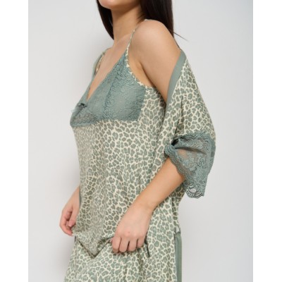 Комплект халат+сорочка с кружевом - Вискозный