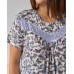 Батальная сорочка с рукавчиком - голубые цветы - Вискоза