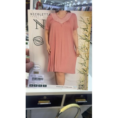 Женская сорочка с кружевом Plus Size - Бамбук