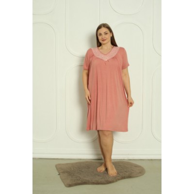 Женская сорочка с кружевом Plus Size - Бамбук