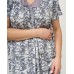 Вискозная женская сорочка, батал - серые веточки