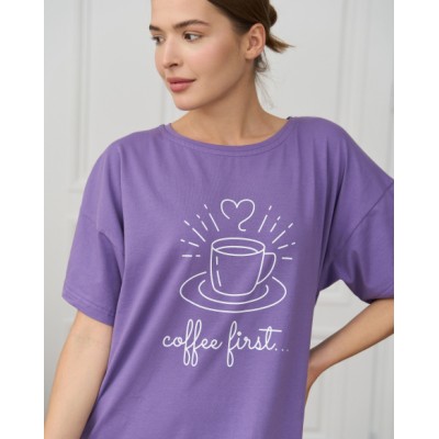 Женская туника свободного кроя - Чашка кофе