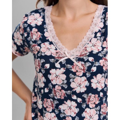 Женская сорочка с цветочным принтом - вискоза