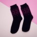 Женские теплые носки с розовыми снежинками - темно-синие