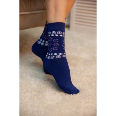 Жіночі теплі шкарпетки зі сніжинками - сині