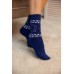 Женские теплые носки со снежинками - синие