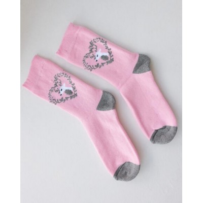 Жіночі теплі шкарпетки - рожеві з оленем