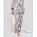 Пижама женская на пуговицах со штанами - вискоза - Тёмные цветы