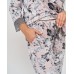 Піжама жіноча на ґудзиках зі штанами - віскоза - Темні квіти
