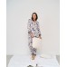 Пижама женская на пуговицах со штанами - вискоза - Тёмные цветы