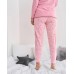 Батальная пижама со штанами в горошек - розовая