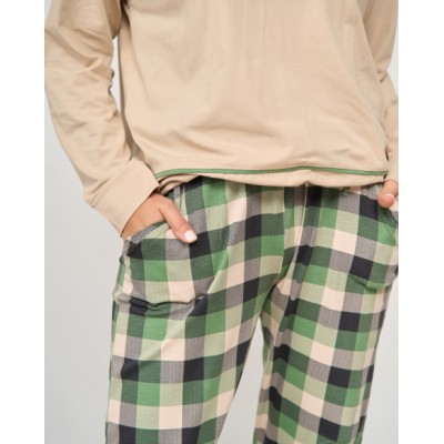 Батальная пижама на завязках со штанами - Клетка