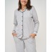 Батальная пижама со штанами и кофтой на пуговицах - горошек