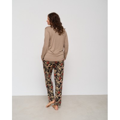 Піжама жіноча зі штанами у листя - Віскоза