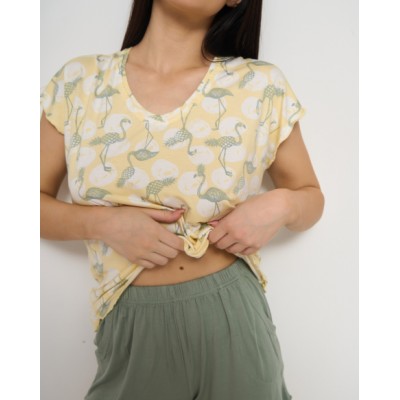 Комплект футболка и шорты - Вискоза - Фламинго