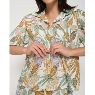 Жіночий комплект рубашка з шортиками - 100% бавовна (льон)