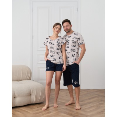 Жіночий комплект із шортиками - Літній настрій - Family look для пари