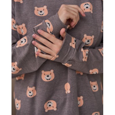 Жіноча піжама зі штанами  - ведмедики по кофті - БАЙКА