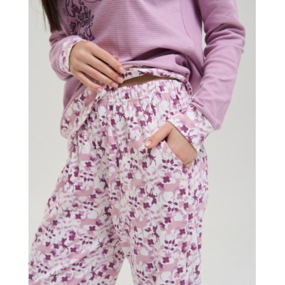 Жіночий комплект зі штанами - Малюк Бембі - Інтерлок - Family look - Мама/дочка