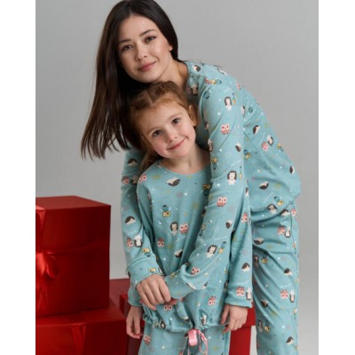 Женская хлопковая пижама с принтом совы - ИНТЕРЛОК - FAMILY look Мама/дочь