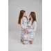 Женская пижама серая - штаны в мелких котиках