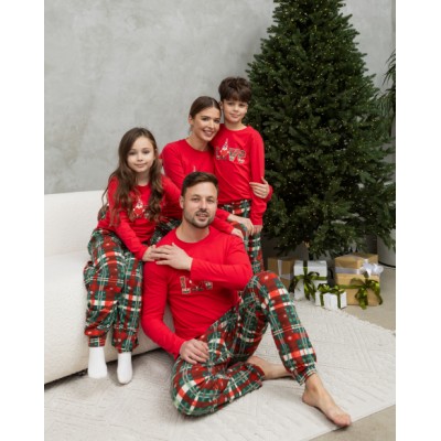 Женская пижама со штанами - Новогодняя Love - Family look для семьи