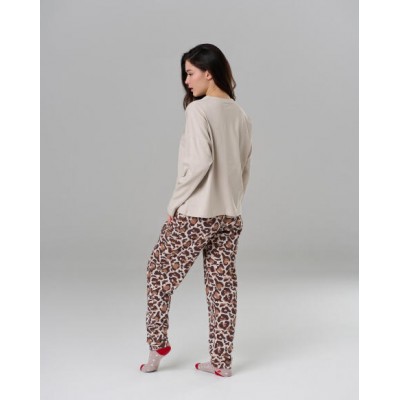 Жіночий комплект ОВЕРСАЙЗ із леопардовими штанами - без манжету.
