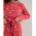 Женская пижама на завязках - коралловая с оленями