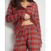 Жіноча піжама на ґудзиках зі штанами - червона клітка.