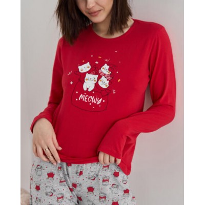 Жіночий комплект зі штанами - новорічні котики